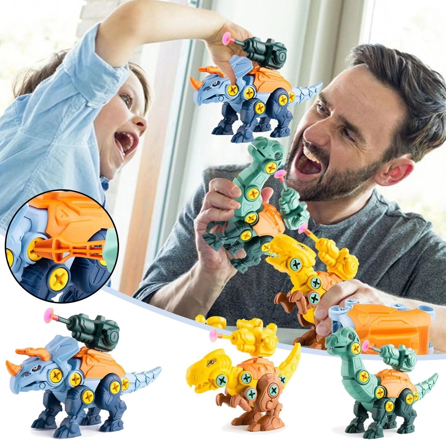 Dinosaur Screw Set with Suction Cup Cannon